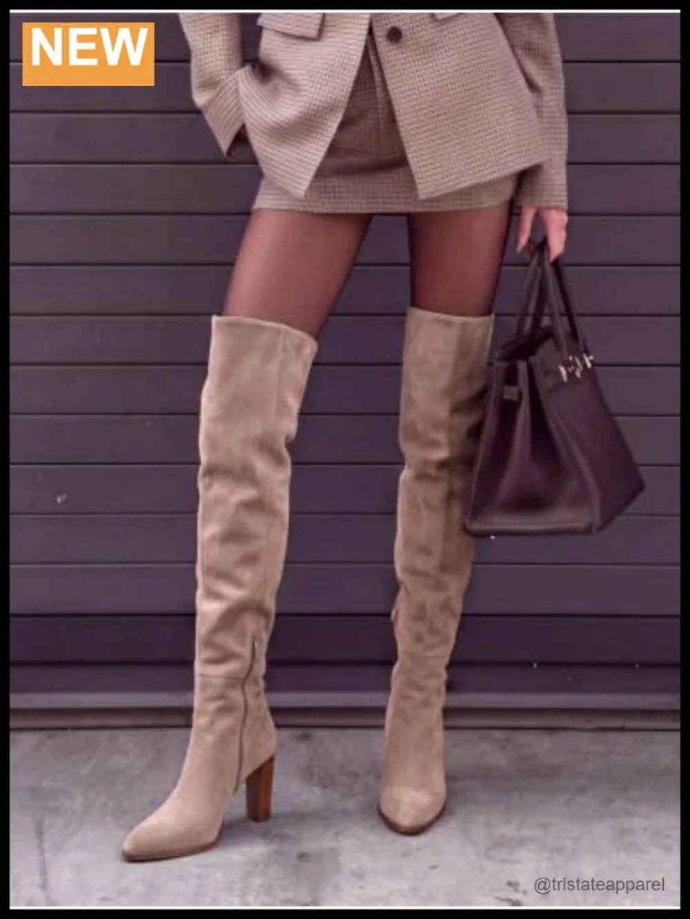 Women's Over the Knee Faux Suede Chunky Heel Zip Boots